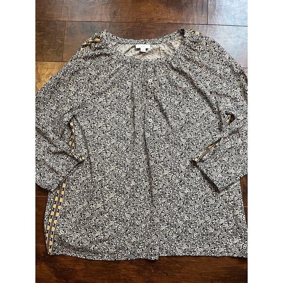 J. Jill Peasant Floral Print NWT Pop Over Blouse Womens Size M Cotton Blend - Picture 1 of 5